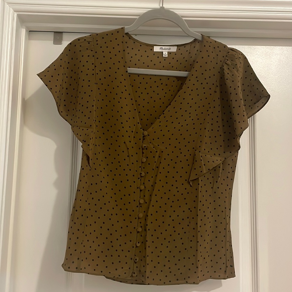 NWOT Madewell Silk Carmelina Flutter Sleeve Top